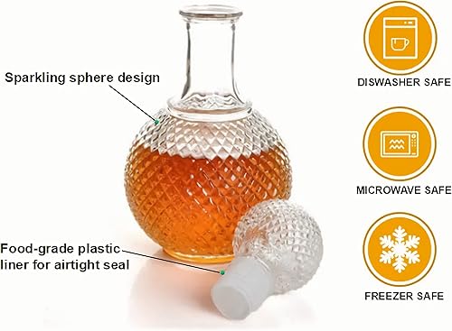 Miniatura 2 de Juego de decantador de whisky, elegante jarra de licor de 28 onzas con tapón de vidrio sólido adornado y 4 vasos de whisky a juego, whisky, whisky,