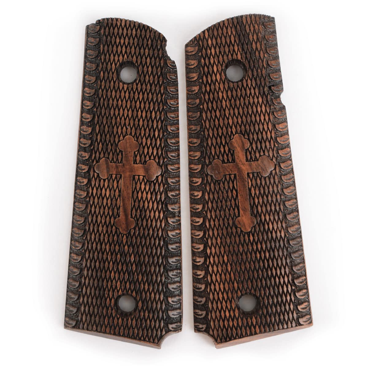 US Engraved Wooden Colt Grips - French Cross