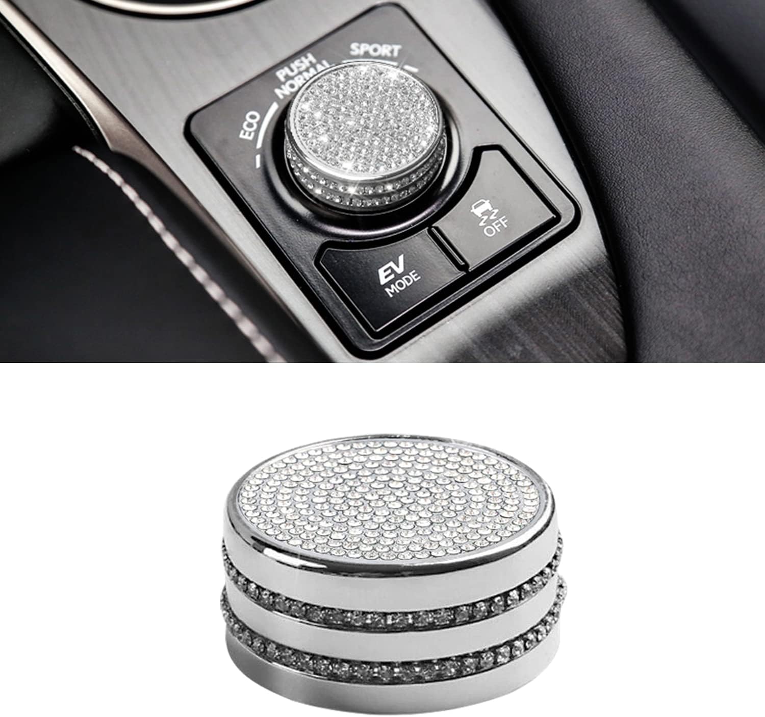 Bling Car Accessory Variable Speed ECO Sport knob Bling Crystal Decals Cover Driving Mode Select Switch Knob Cover Compatible with Lexus Accessories RX NX