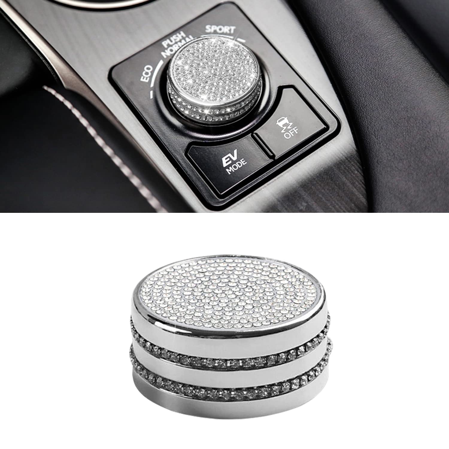 Bling Bling Car Accessory Variable Speed ECO Sport knob Bling Crystal Decals Cover Driving Mode Select Switch Knob Cover Compatible with Lexus Accessories RX NX