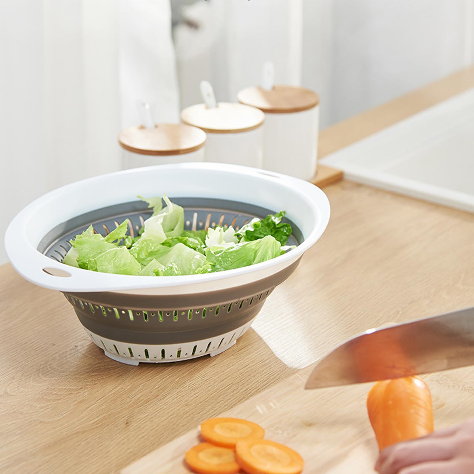 Set di 3 colini pieghevoli - Colino per alimenti in plastica - Utensili da cucina per campeggio e insalate