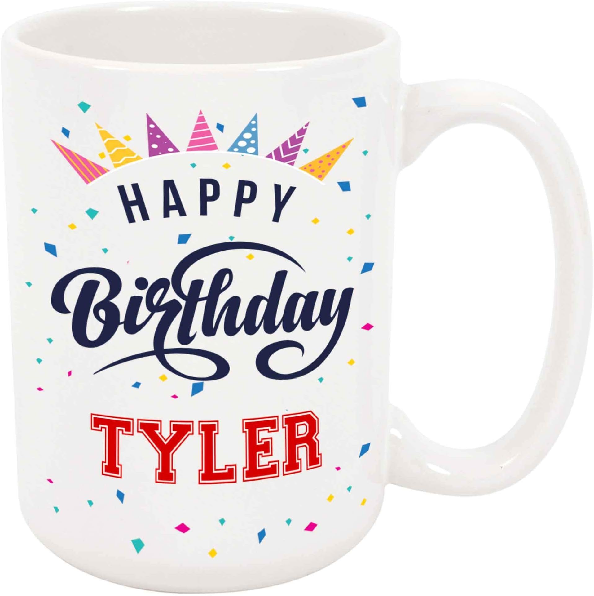 Happy Birthday Tyler Coffee Mug - Personalized Ceramic Cup with Name, Custom Mug, Customized Birthday/Christmas Gift, Holiday Present, 11 Oz