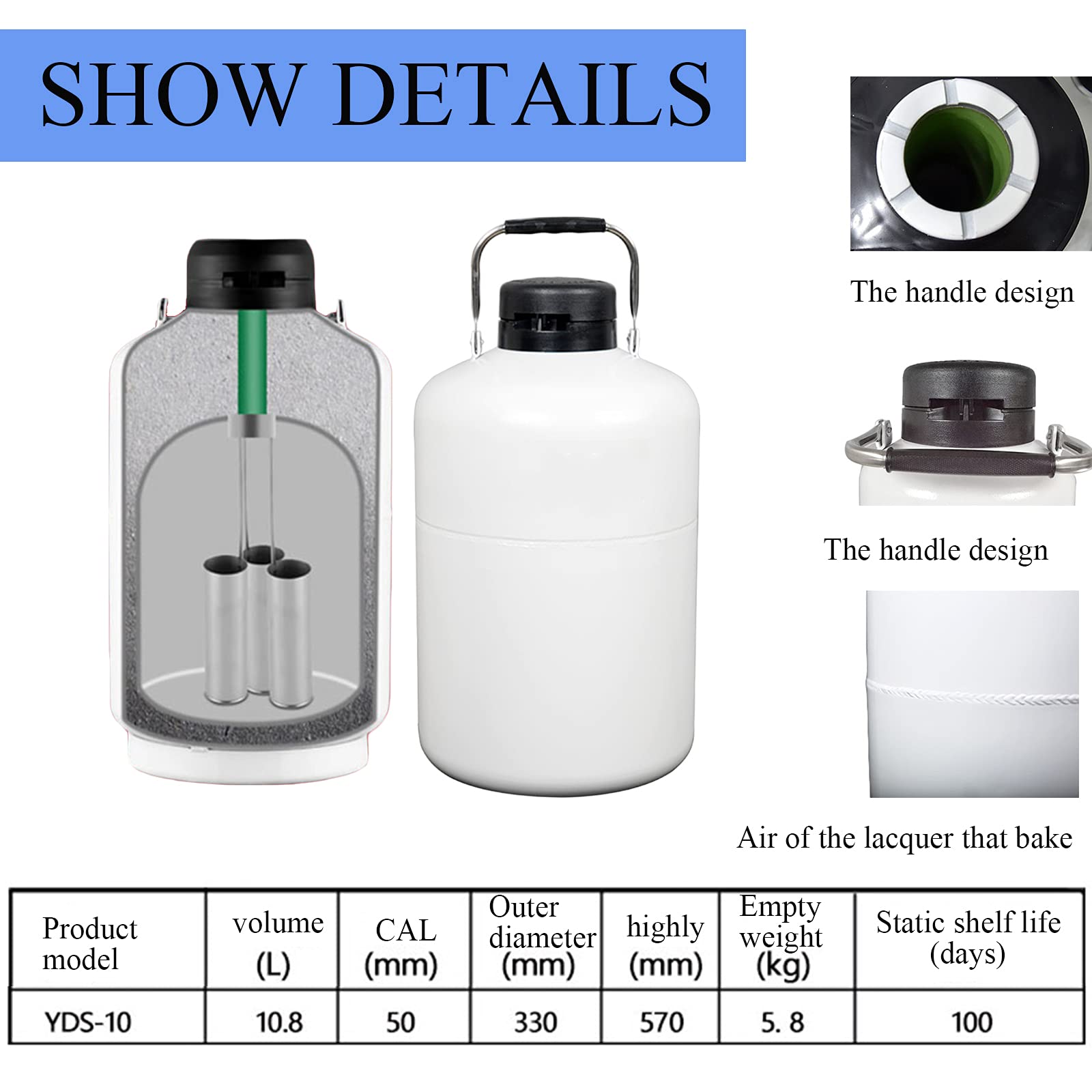 Amazon.co.jp: 10 L窒素タンク、液体窒素容器、バレル付き液体窒素