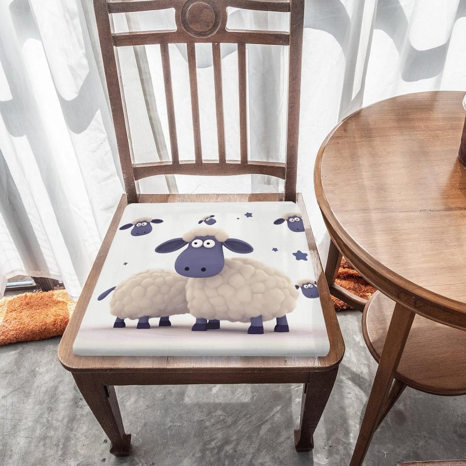 Sheep Chair Cushion Floor Pillow Stool Cushion | Cushions with Removable Cover with Square Memory for for Chair Living Room Balcony Office Sofa,13.8*15*1.2 Inch