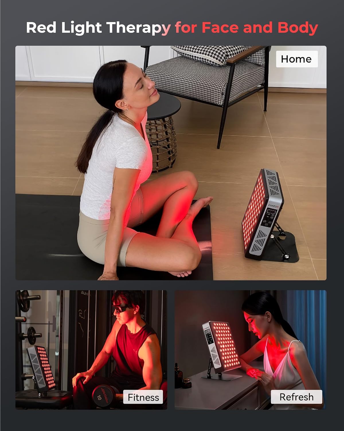 Red Light Panel(Model Basic), 78 Lamp Beads, 660nm & 850nm Infrared Lamp with Timer, Near-Infrared Light, 180° Adjustable Stand Performance Suitable for Family, Sports - Image 8