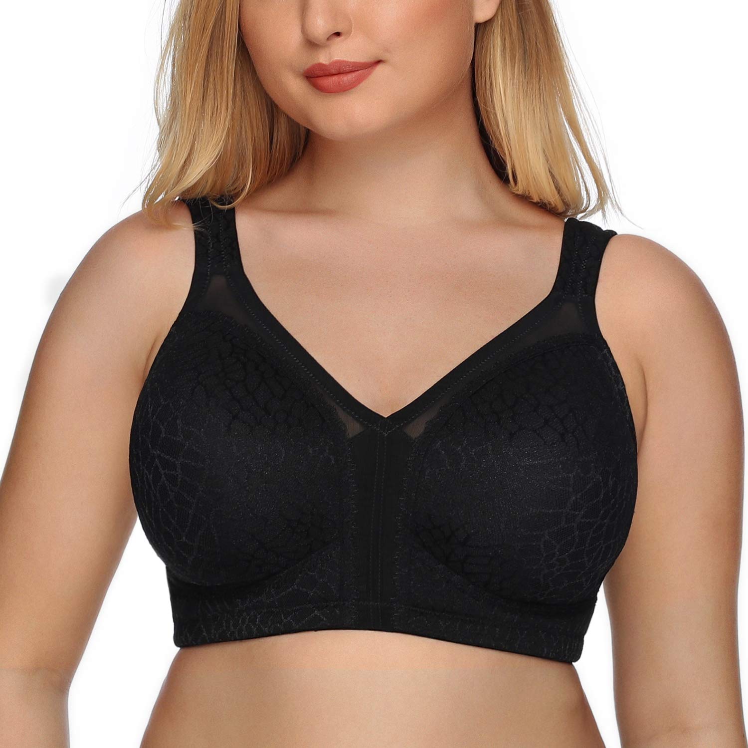 Women's Full Coverage Minimizer Bra Comfort Wirefree Non Padded Plus Size Everyday Bra