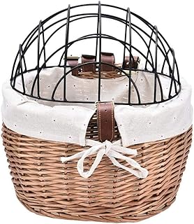KAIXIN Cat Bike Basket Foldable Pet Cat Cart Easy Install Quick Release Folding Gate Basket Detachable Bicycle Handlebar Front Basket Pet Carrier for