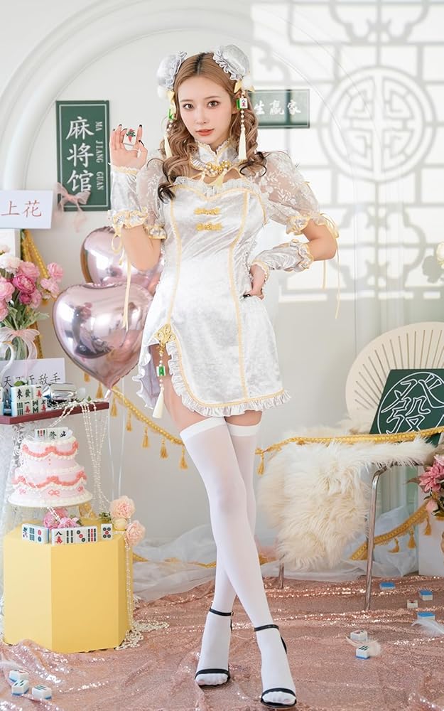 Malymoon パフスリーブ麻雀チャイナ パープル Malymoon パフスリーブ麻雀チャイナ パープル