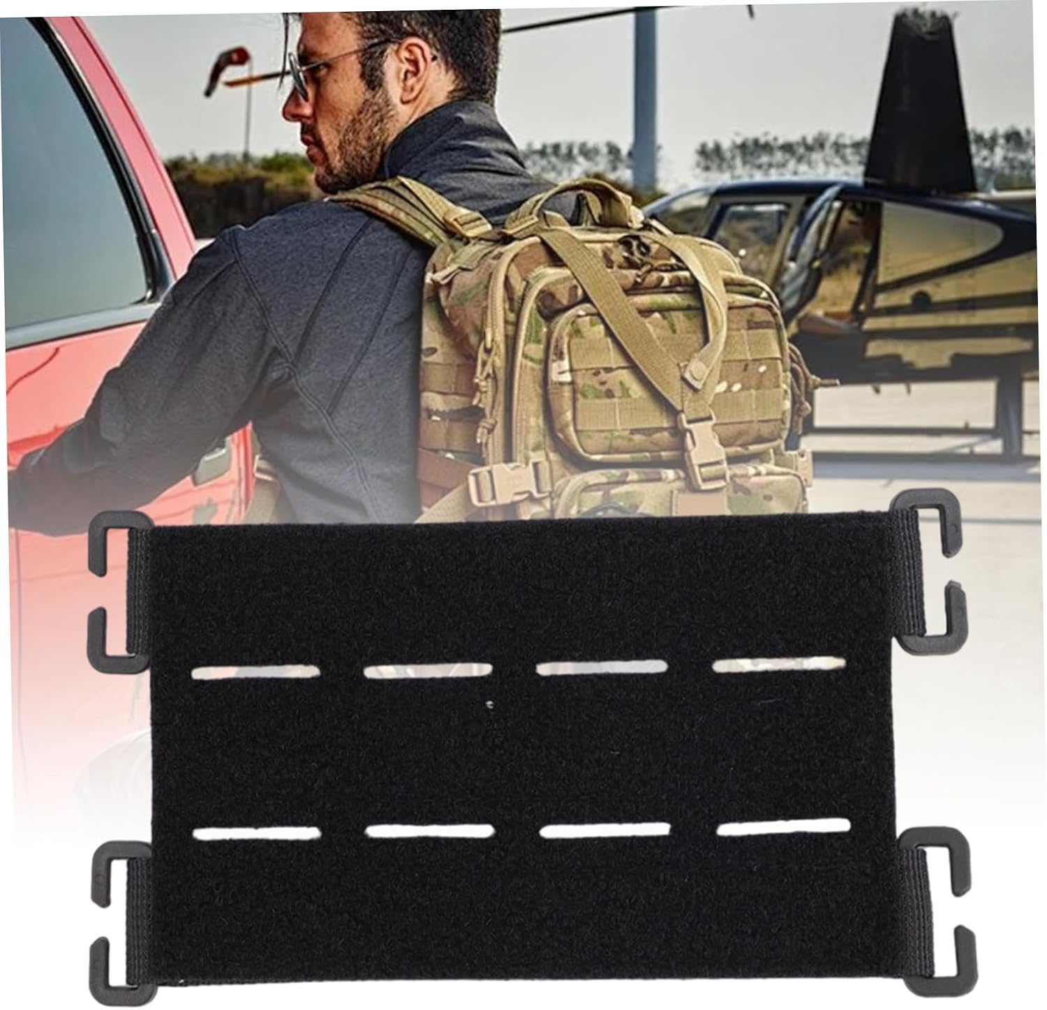 Molle Patch Panel, 2PCS Nylon Molle Patches Display Holder with Cutting Hole and Hook for Backpack, Vest, Outdoor Travel image 3