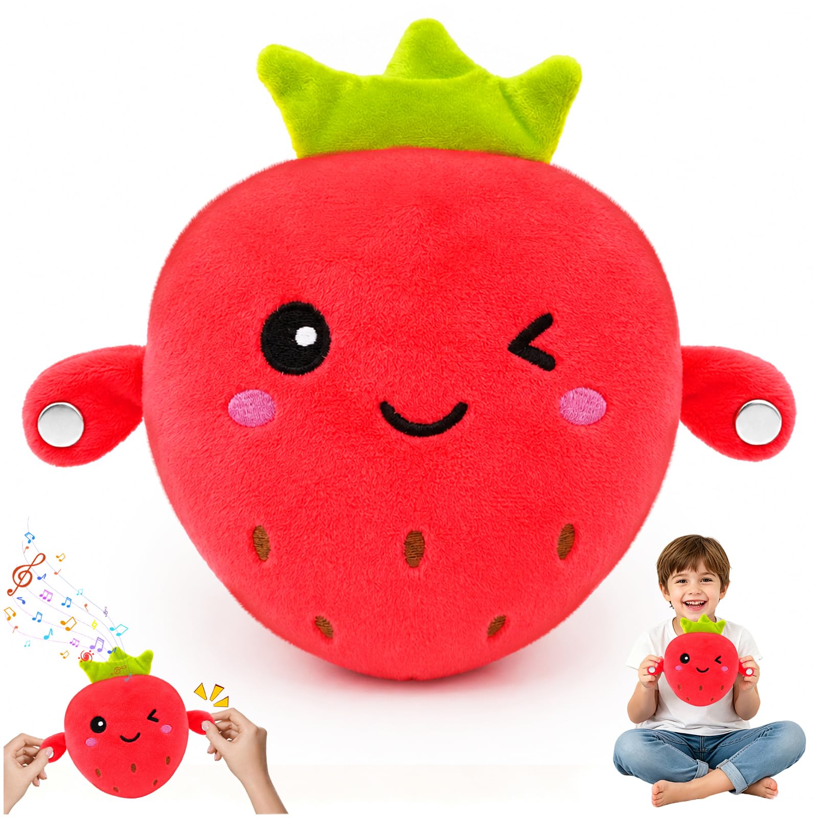 TOGETDREAM Interactive Music Plush Toy, Touch Sensor Strawberry Plushies