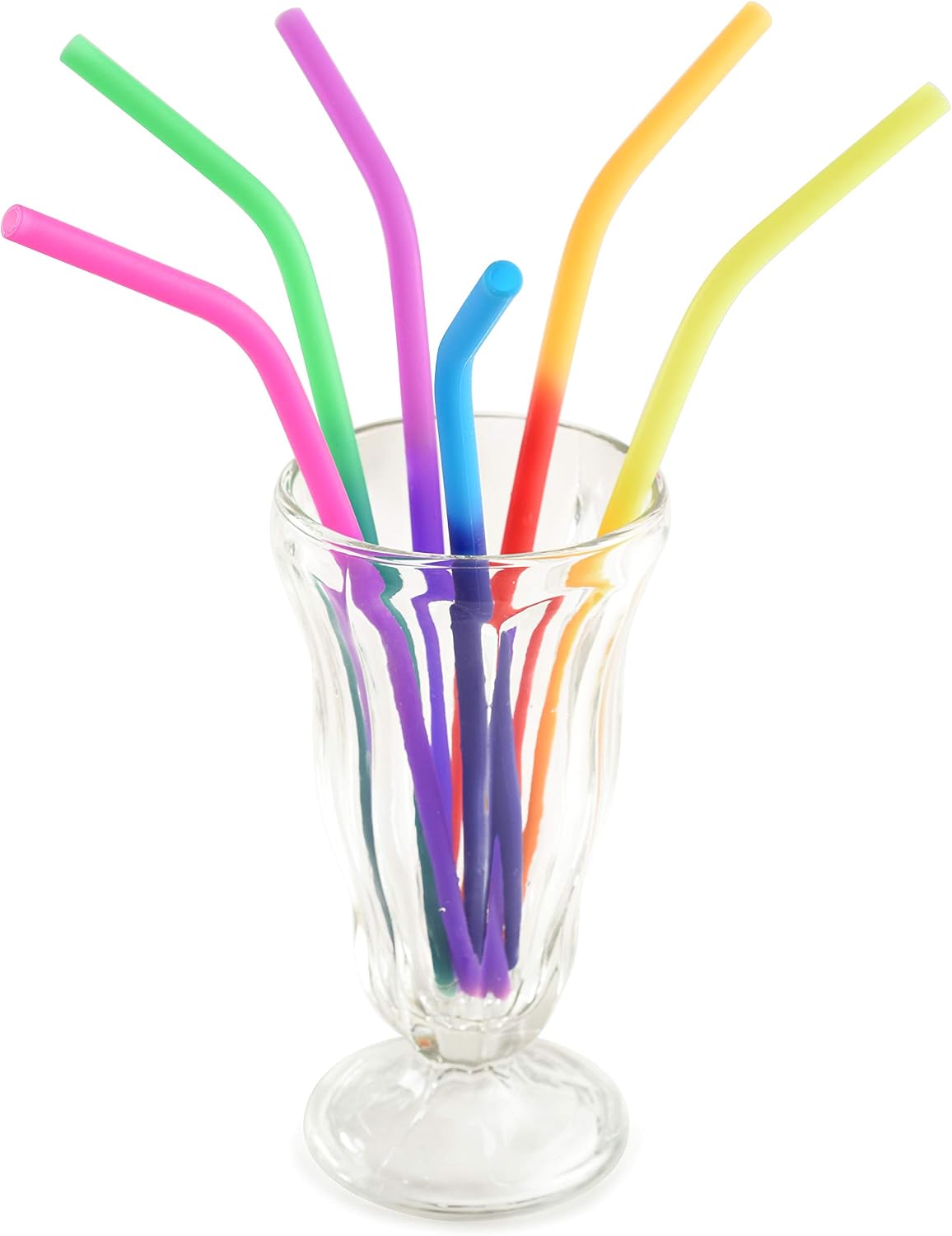Norpro Silicone Color Changing Straws with 2 Cleaning Brushes, Set of 6