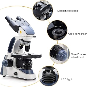 SWIFT SW380B Binocular Compound Microscope,40X-2500X with 2.0MP Camera,100pcs Microscope Slides,Microscope Kit for Students School Lab