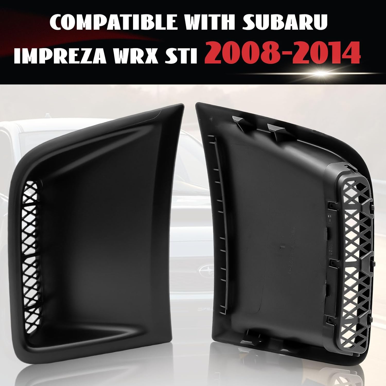 Front Bumper Side Air Vents Compatible with 2008-2014 Subaru Impreza WRX STi Air Duct Bezel Trim Cover Pair Set, 1 Pair, Matte Black