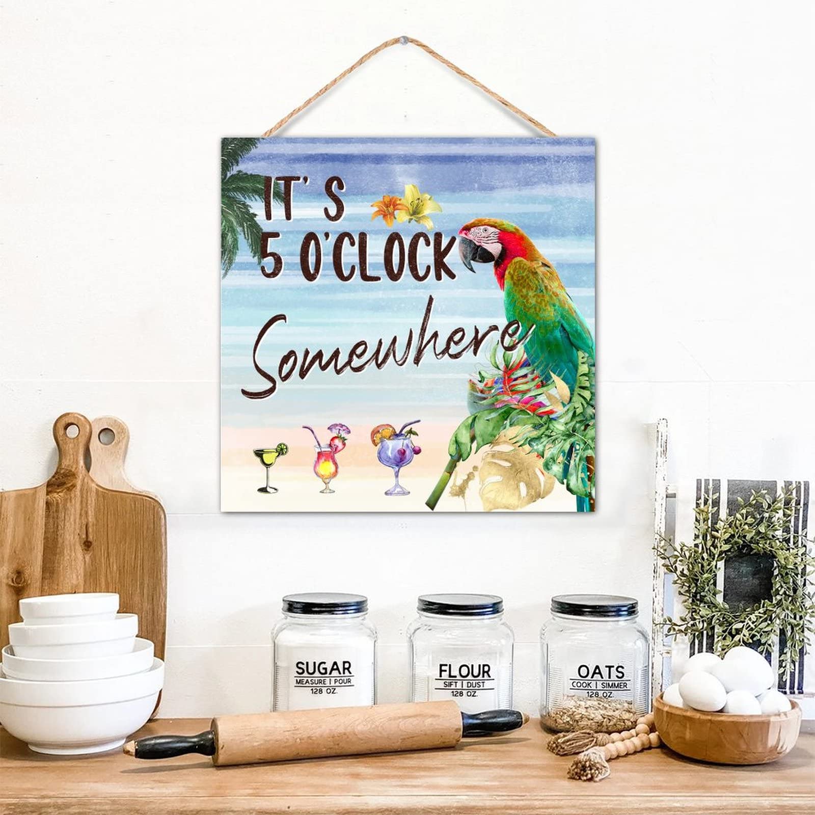 Panneau mural bois It's 5 O'Clock Somewhere, le cadeau idéal pour crémaillère
