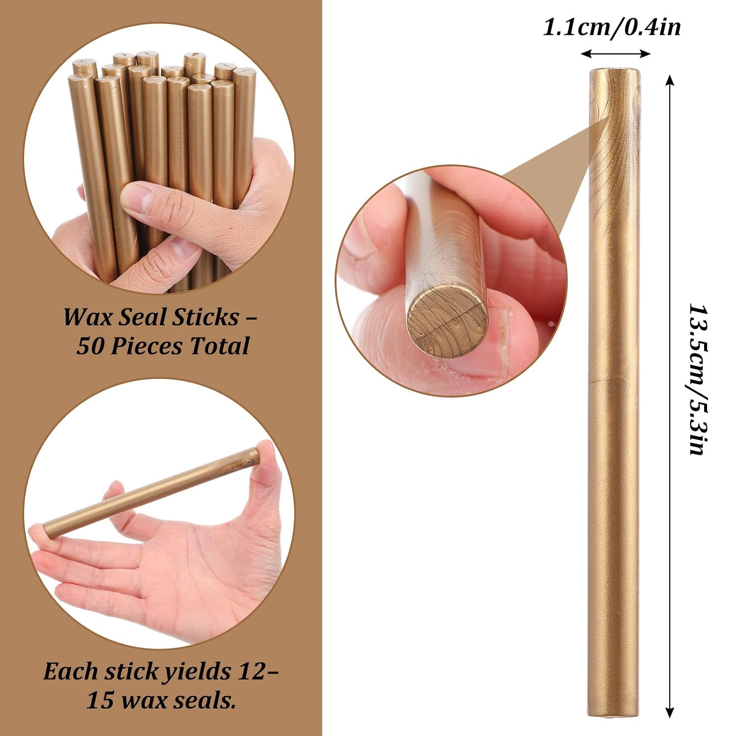 50 Pcs Gold Sealing Wax Sticks, Wax Seal Sticks for Wax Seal Stamp, Glue Gun Sealing Wax Sticks for Wedding Invitations, Letter, Envelope, Christmas, Cards and Crafts (Antique Gold)