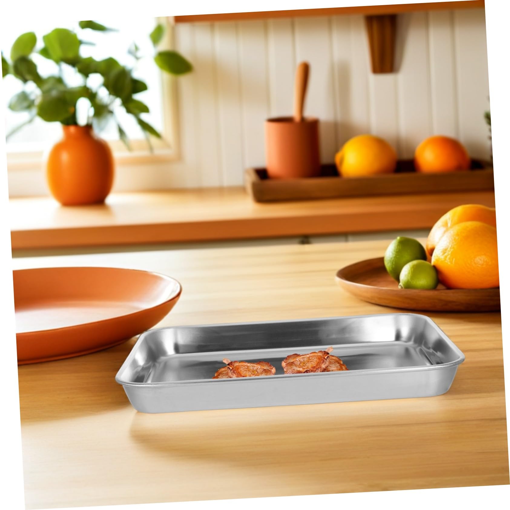 Toyvian Plaque de Cuisson Acier Inoxydable Moule Pâtisserie Réutilisable Antirouille Plateau de Cuisson Lisse et Résistant pour Gâteau Sushi et Barbecue Dimension