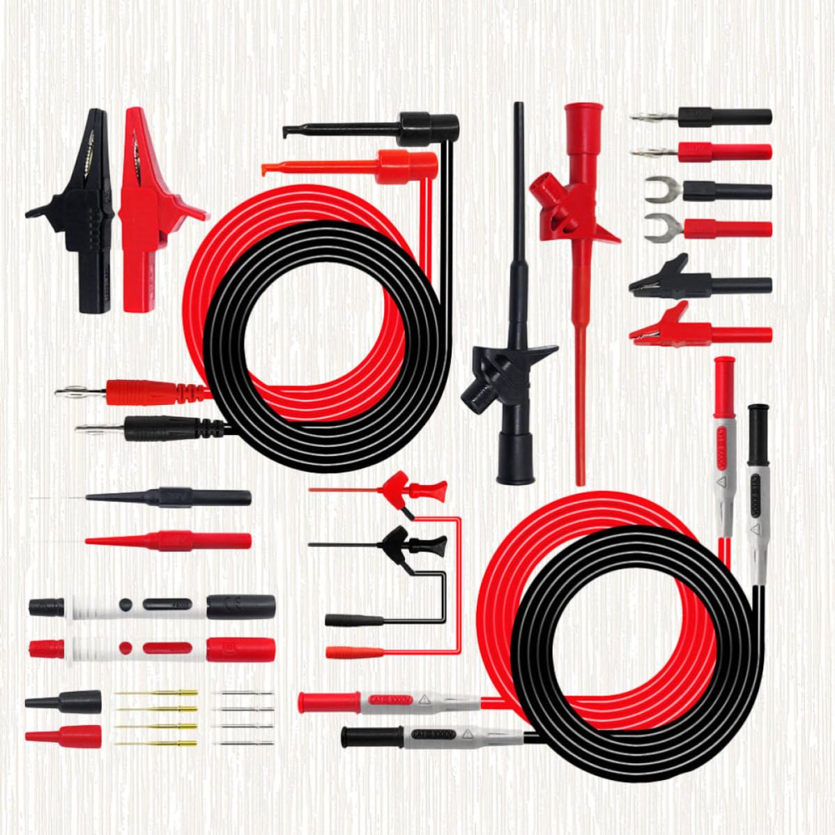 Kit de Sondas de Prueba para Multímetro 4mm, Plástico Negro y Rojo