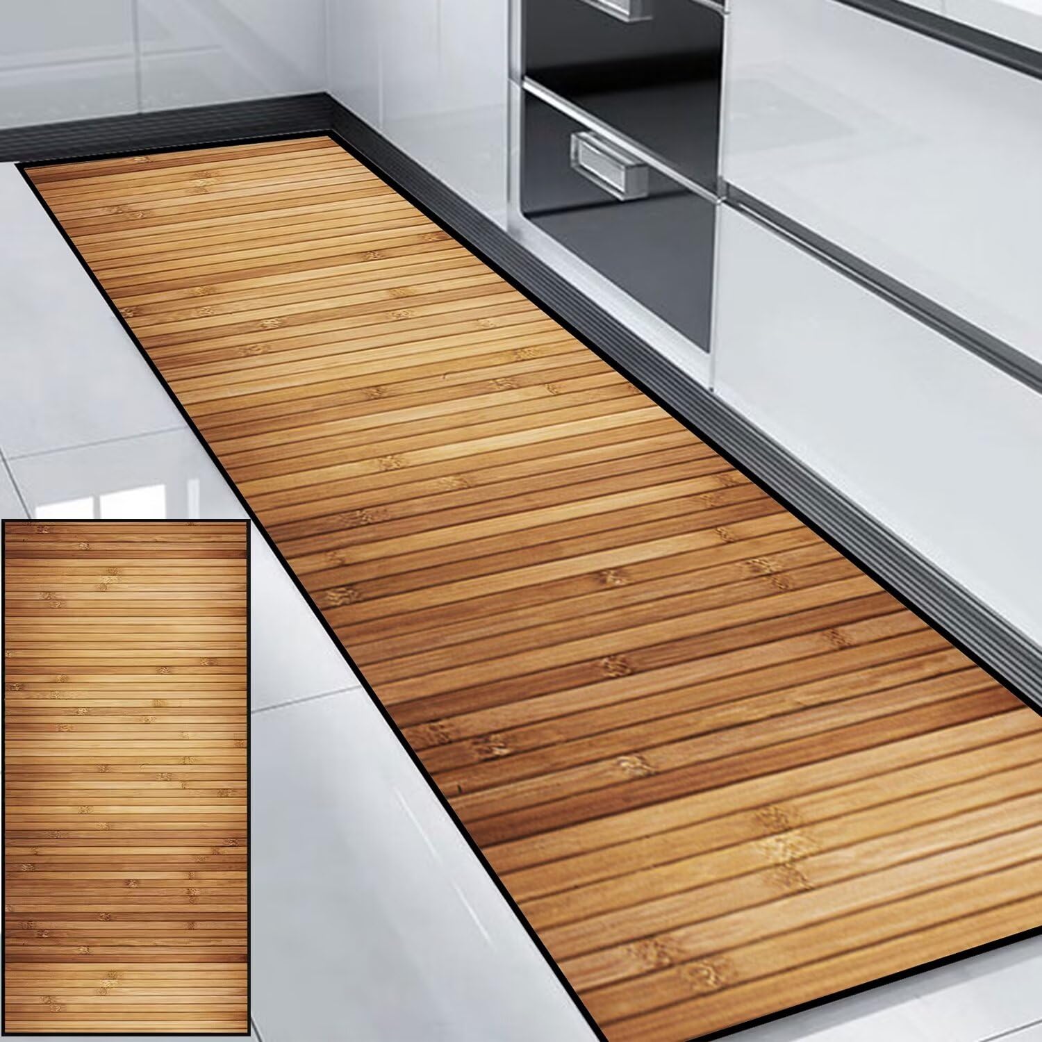 Amazon.de: HUAXIQUE Outdoor Teppich Waschbarer Geometrische Muster Teppich  Lufer Nach Ma Bambus Teppich Lufer fr Balkon Kche Wohnzimmer DrauEn  Schlafzimmer 60x120cm Stil J