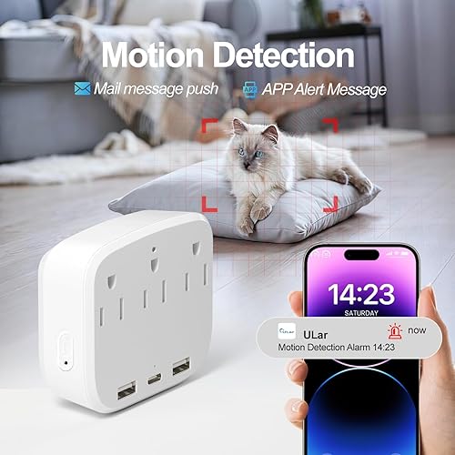 Miniatura 3 de ULar Cargador de pared de cámara de salida 4K para interiores, monitor de mascotas, cámara WiFi con control remoto de aplicación, alertas de
