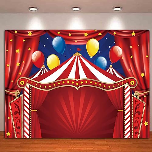Telón de fondo de tienda de campaña de circo rojo con temática de carnaval, gran parte superior de circo, carnaval, fiesta de cumpleaños, fondo para