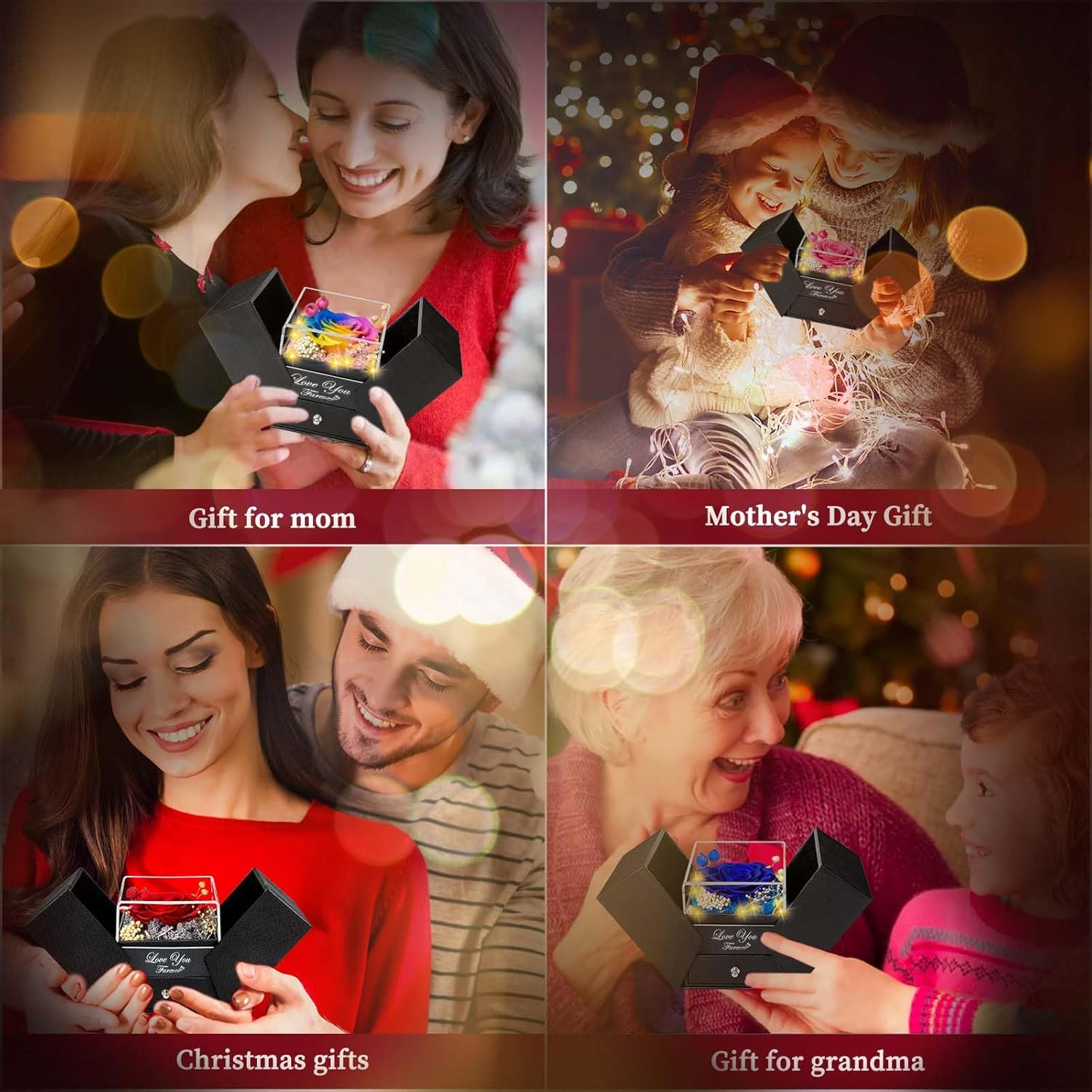 Preserved Red Real Rose-Eternal Flowers Rose Gifts for Mom Grandma Wife Girlfriend on Mothers Day Birthday Valentines Christmas Anniversary Romantic Gifts for Her with I Love You Necklace - Image 6