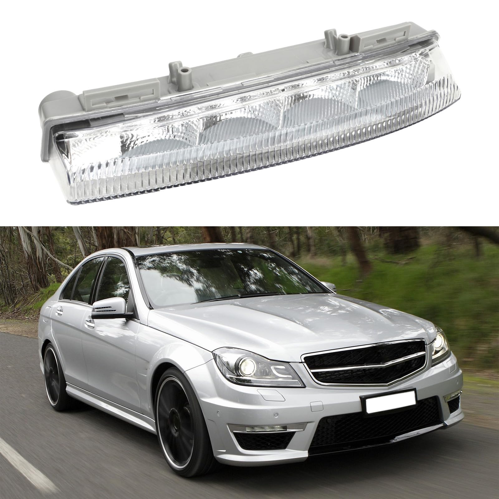 Feux de Circulation Diurnes, Feux de Circulation Diurnes LED Antibrouillard A2049068900 de Remplacement pour Benz Classe C W204 Classe E W212 C230 C250 C300 C350 Conduite Automobile, Ensembles(Gauche)