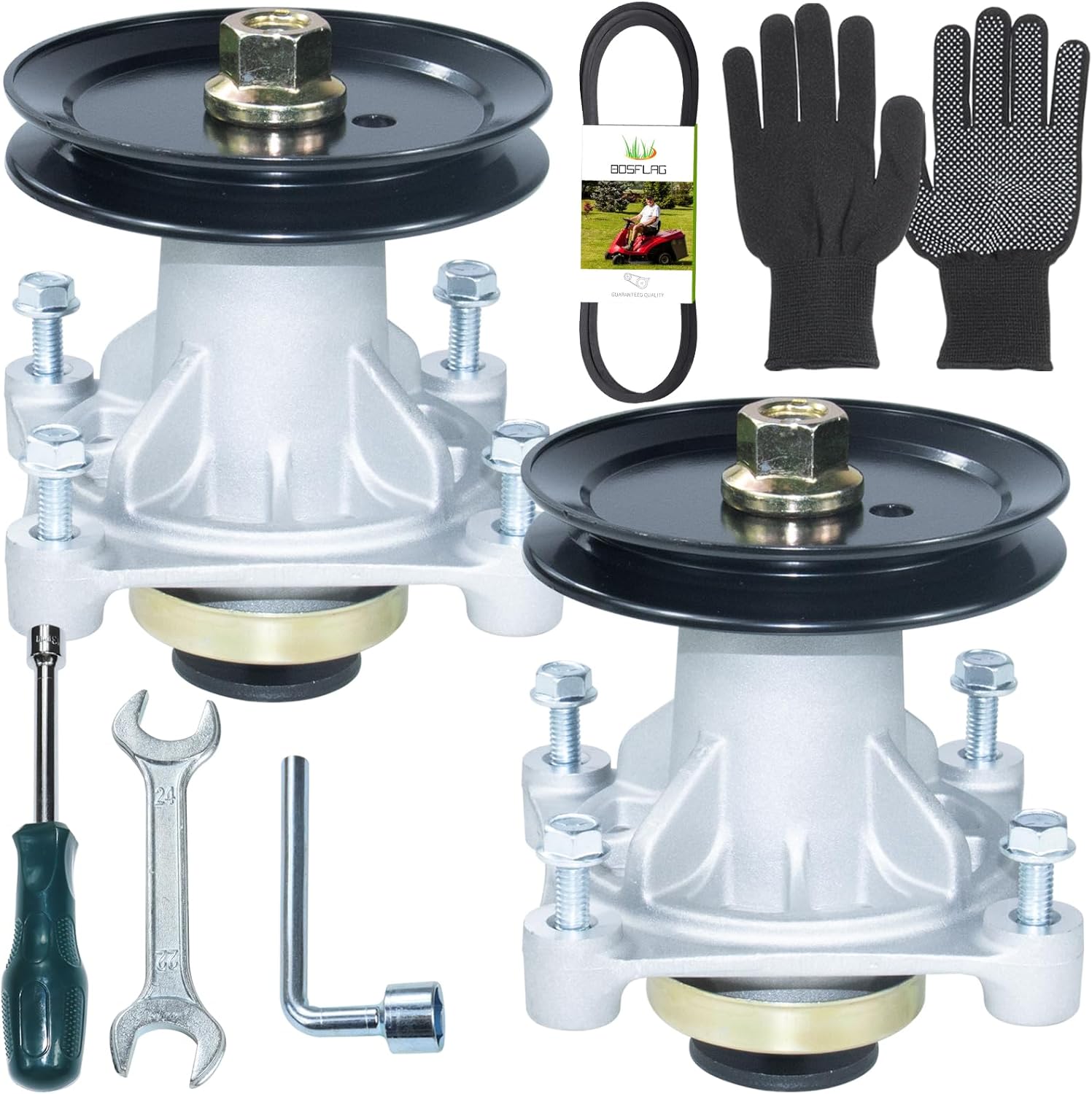 2 Pack 604214 Spindle with 603987 Pulley 607059 Belt Replaces Hustler 604214 Spindle for Hustler 604214 Spindle Assembly, Hustler Part 604214, Hustler Spindle 604214 for 42" Dash XD Lawn Decks