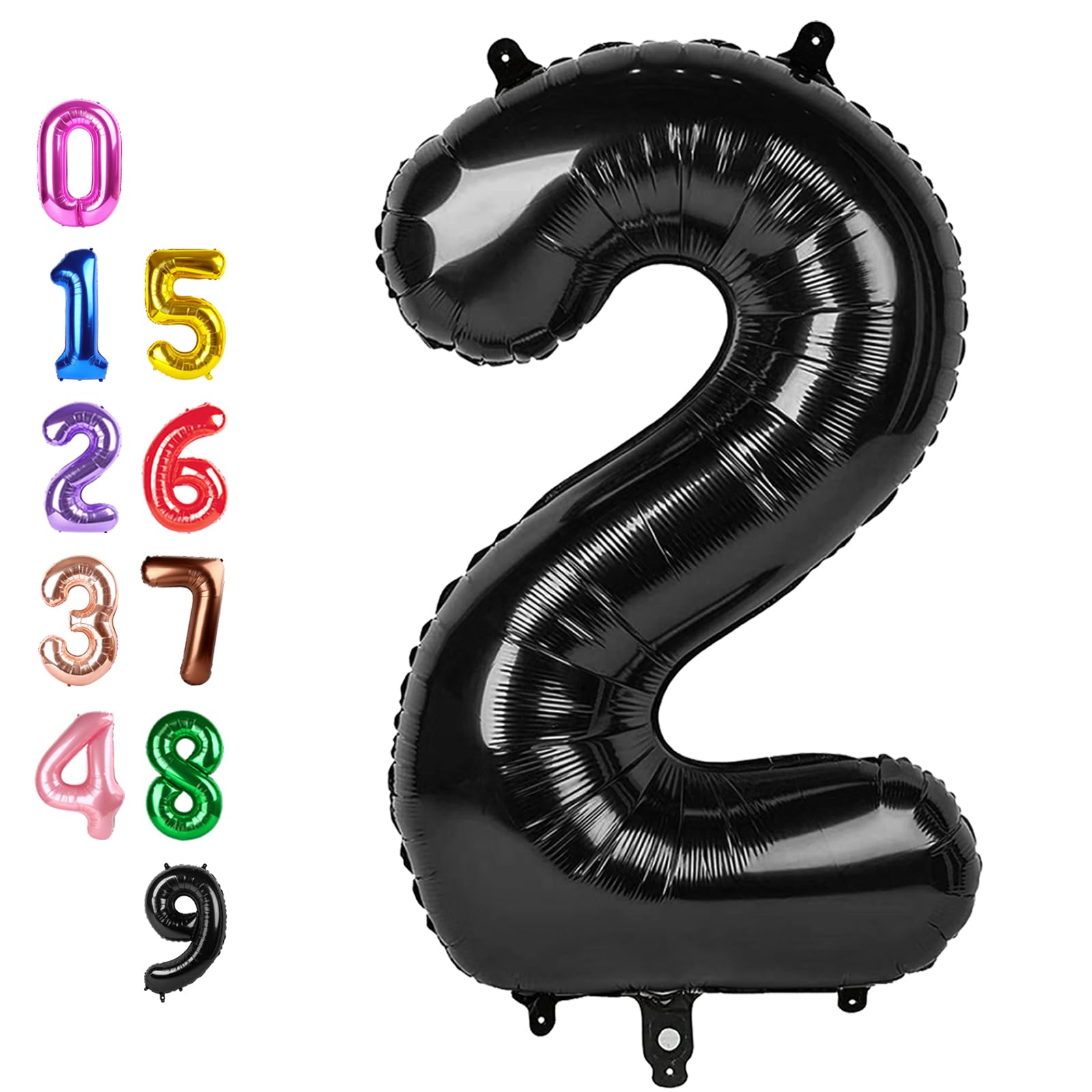 Black Birthday Two Balloons Number, 2 Balloon Numbers for Girl Boy Baby Shower, Numbers 40 Inch for 2 12 22 2025 Graduation Party Wedding