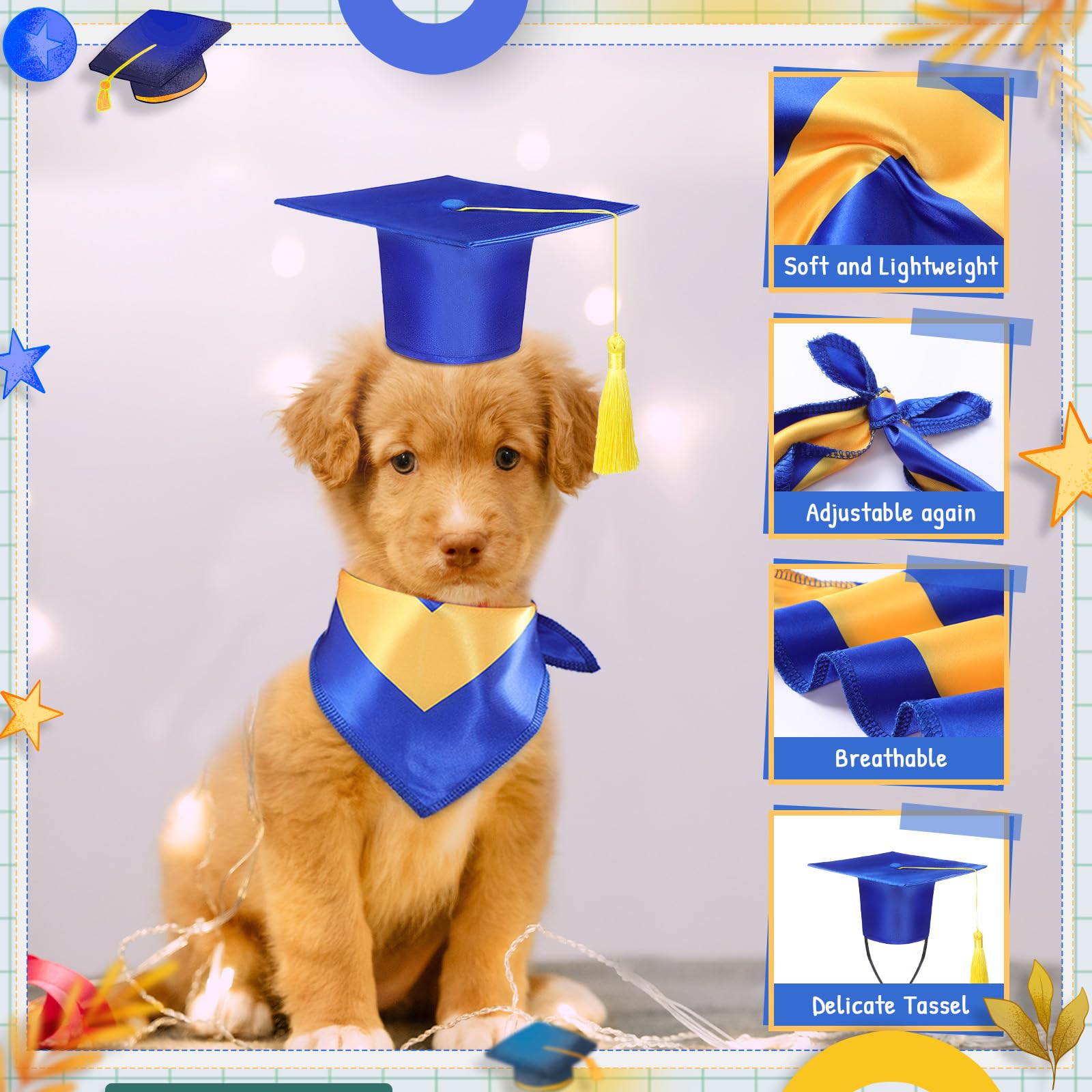 Huhumy Pcs Dog Graduation Cap And Bandana Costumes