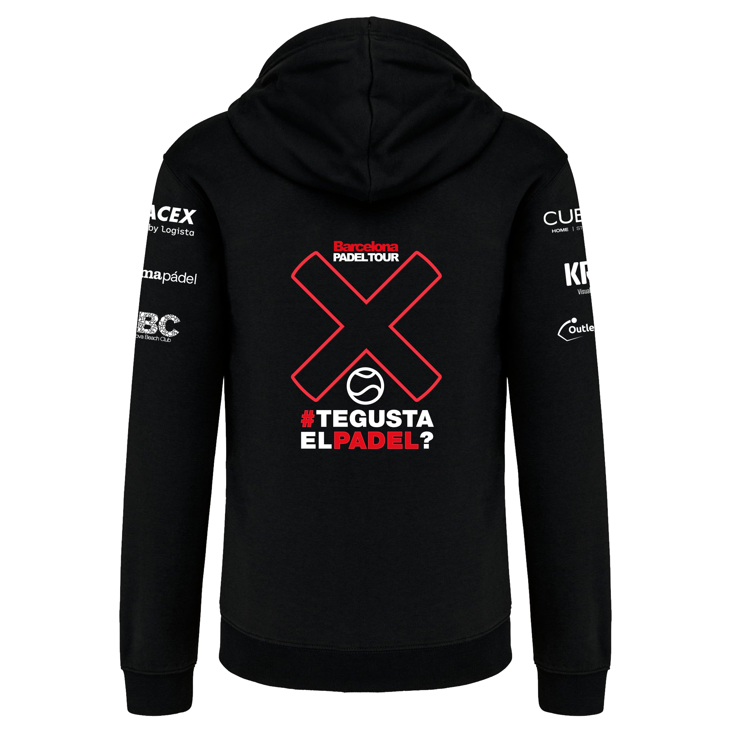 Barcelona Padel Tour | Felpa con Cappuccio da Uomo con Zip | Giacca Sportiva Padel con Stampa Speciale Padel | Abbigliamento Sportivo
