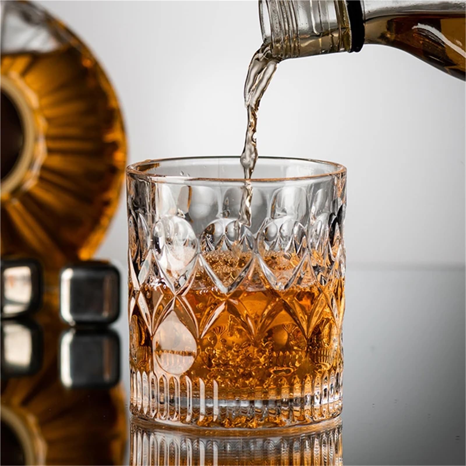 Kristallgläser Weingläser-Set, 360 ml, Trinkgeschirr, Glasbecher, Bar, klassisches Kristallglas, transparent, Bierbecher, Retro, einfarbig, Reliefbecher