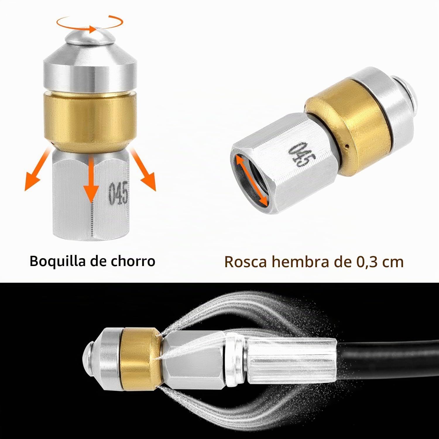QWORK® Manguera para limpieza de tuberías 30M 180bar, desatascador tuberias a presion, incluido adaptador, compatible con serie K K2, K3, K4, K5, K6, K7 Hidrolimpiadora