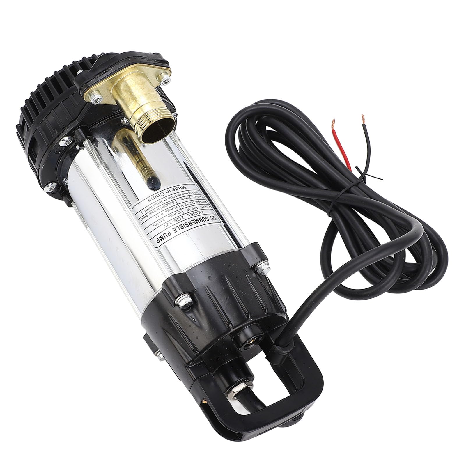 Zerodis Pompa Głębinowa na Prąd Stały, 12 V 180 W Akwariowa Pompa Głębinowa z Korpusem ze Stali Nierdzewnej Bezszczotkowy Silnik Miedziany Podnośnik 8 M do Akwarium Fontanna Staw Hydroponika