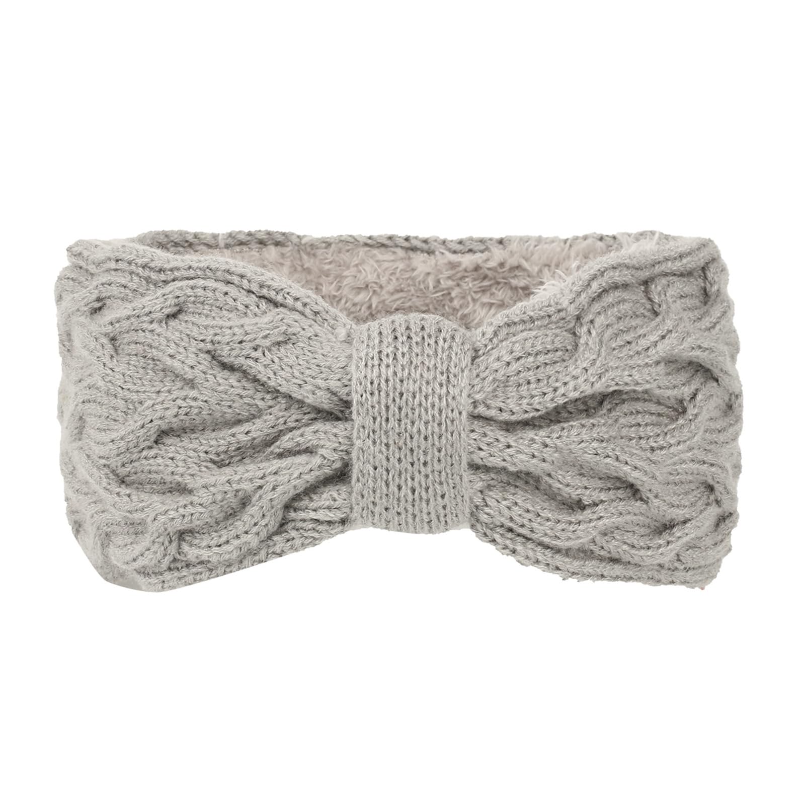 Fentency Fleece Lined Knit Headbands For Women Elastic Hairbands With Bows Comfortable Knitted Headwrap Ear Warmers For Winter