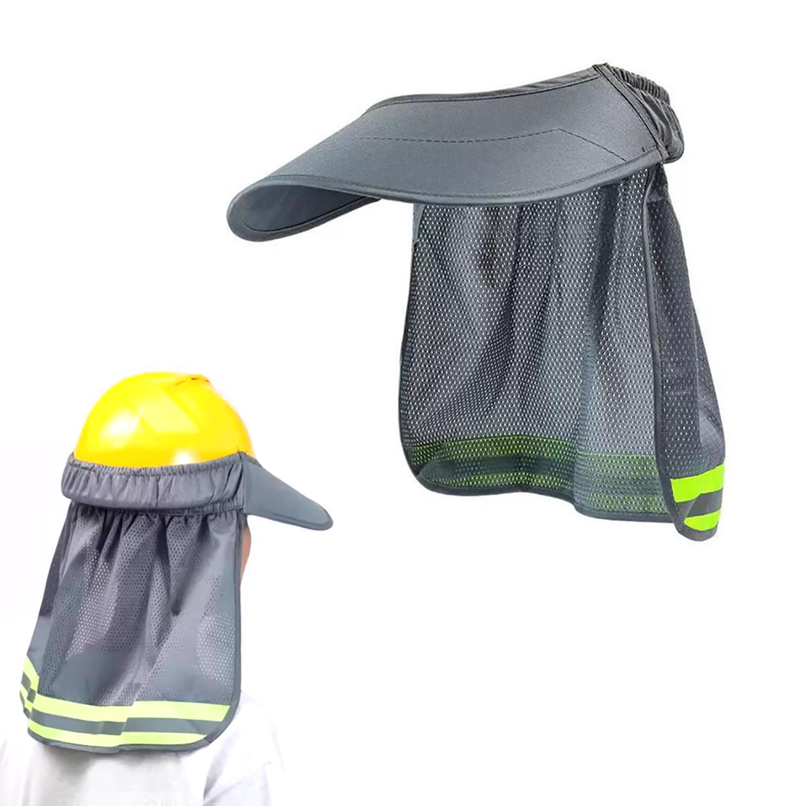 CHENLONB ヘルメットサンシェード 日除け帽子 UVプロテクション メッシュバイザー 軽涼遮熱帽子 屋外作業 建築現場 日除け 取付用 (グレー)