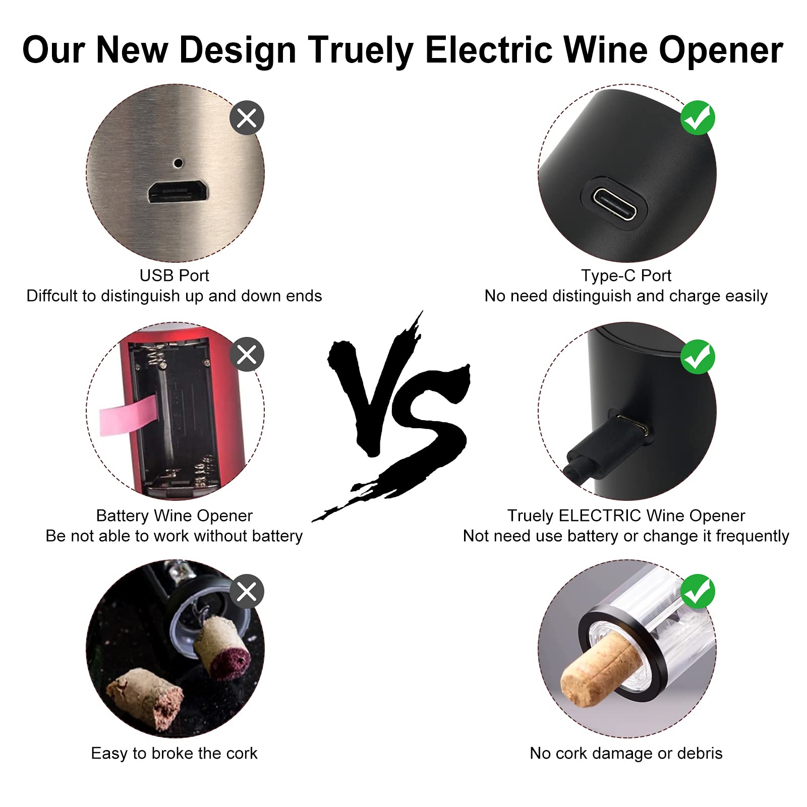 Abrebotellas de vino eléctrico, sacacorchos de vino automático recargable con cortador de lámina, abrebotellas de vino con carga tipo C con luz LED para fiestas en casa, restaurante, regalos 4