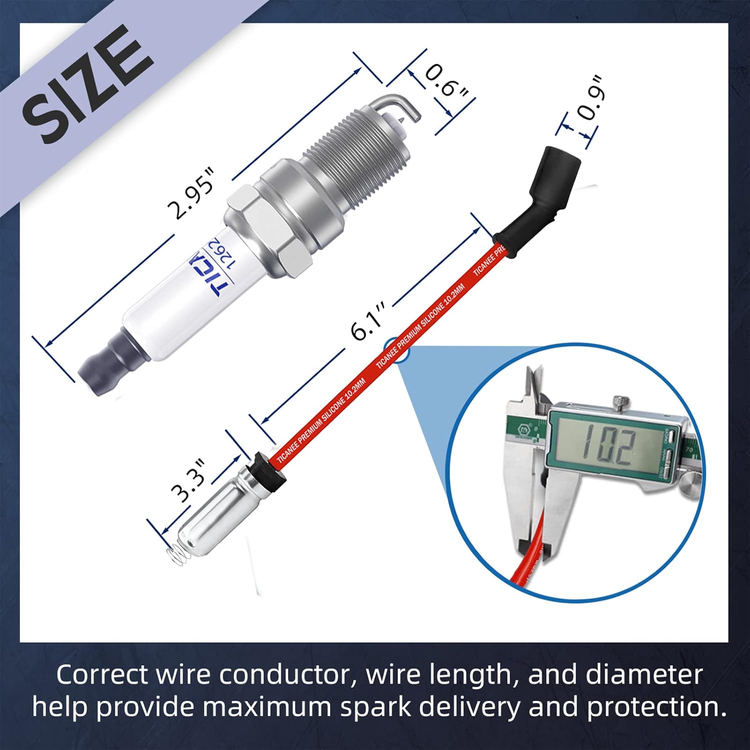 Iridium Spark Plugs and Wires Set for Chevy 5.3L Silverado 1500 Suburban Avalanche Tahoe 4.8L 6.0L, 41-110 Spark Plugs Compatible with GMC Yukon Sierra 12621258