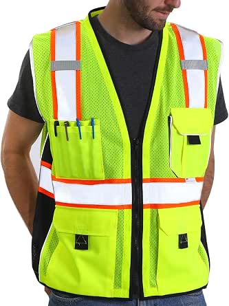 Dib Safety Heavy Duty Safety Vest Reflective with Pockets Made with 3M Tape