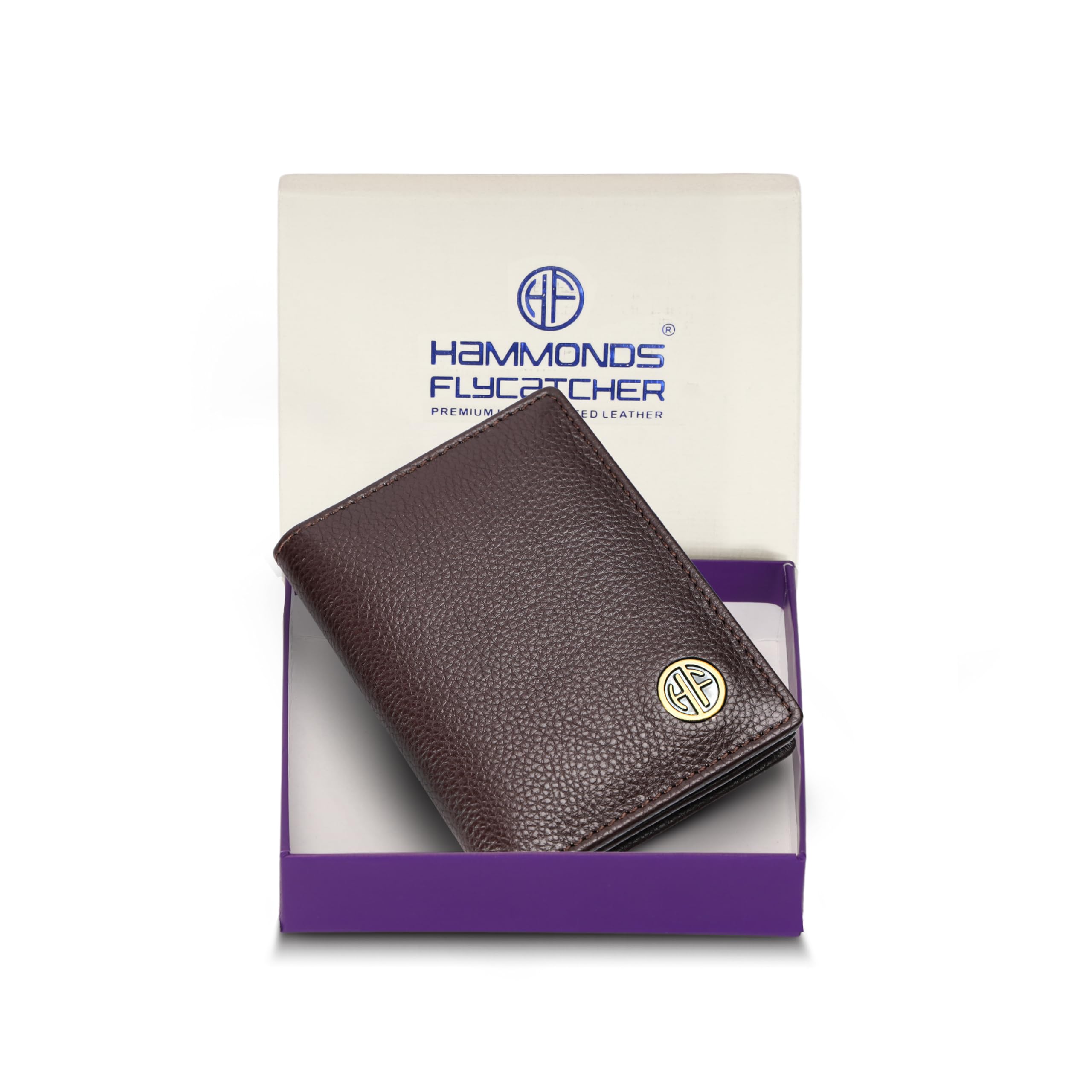 HAMMONDS FLYCATCHER Genuine Leather Card Holder Wallet for Man & Women, RFID Protected ATM/Credit Card Holder Wallet for Men with 4 Slots(Fits Upto 8 Cards), Gift for Men - Redwood Brown