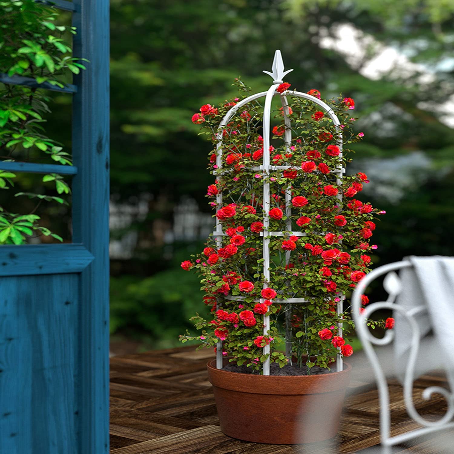 AEMIN Tower Obelisk Garden Spalier,Tomatenpflanzenkäfig Für Stützrose, Gemüseranken Ziyang, Spiral Plant Support (Color : White, Size : 20x120cm)