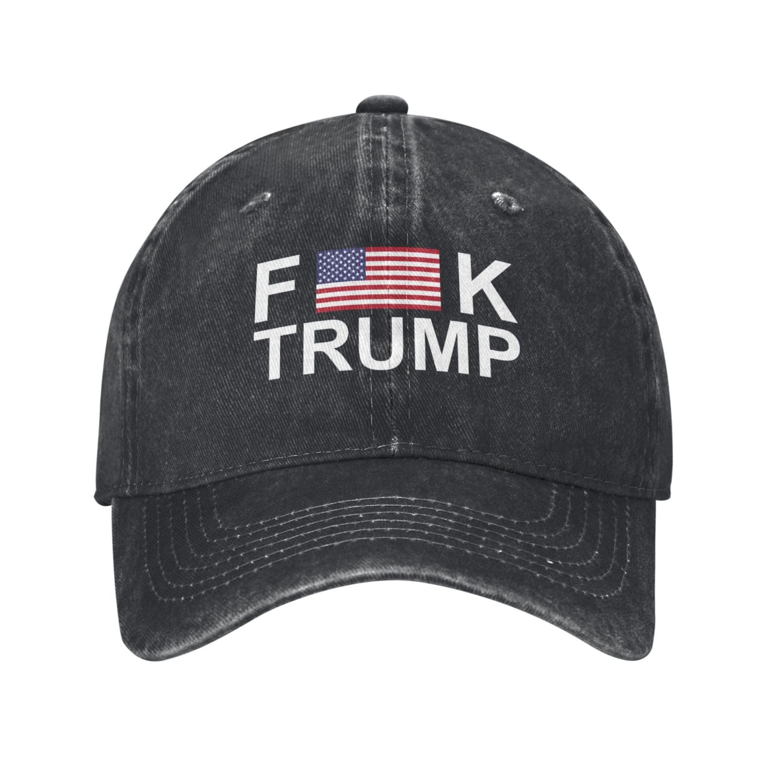 Anceky Unisex Black Anti Trump Fuck Trump Hat For Men Baseball Caps Vintage Cap