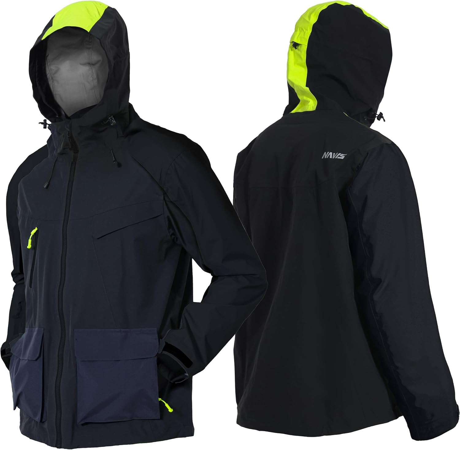Men's 3-Layer Waterproof Wading Jacket, Fishing & Hiking Foul Weather Gear with Storm Hood & Pockets