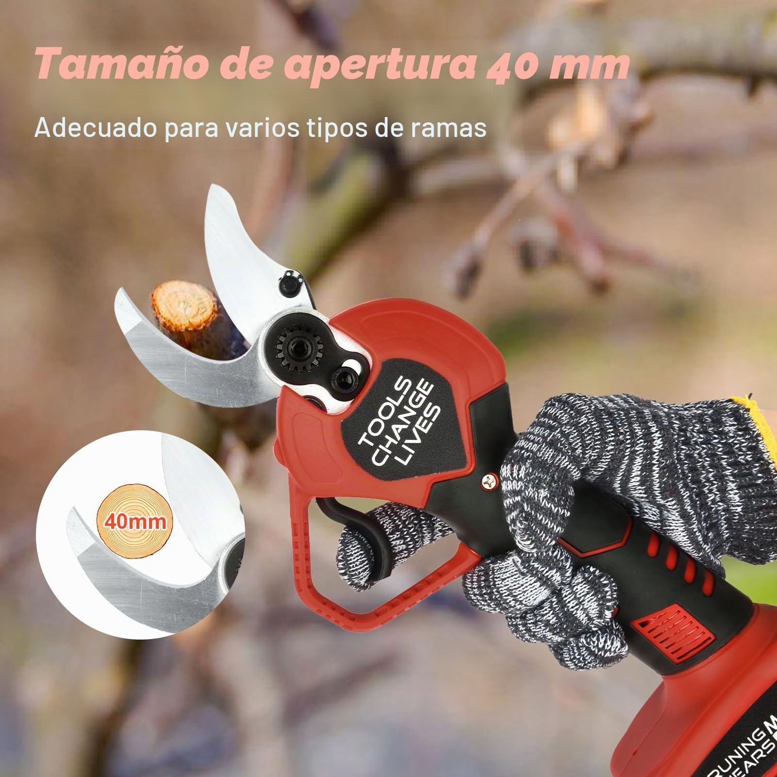 Tijeras de Podar Eléctricas - Tijeras de Podar y Tijeras Portátiles de Mano con Batería con 2 x Batería de 2.0Ah - Podadoras Inalámbricas Profesionales Diámetro de Corte Máx. 1.2 Pulgadas (30mm