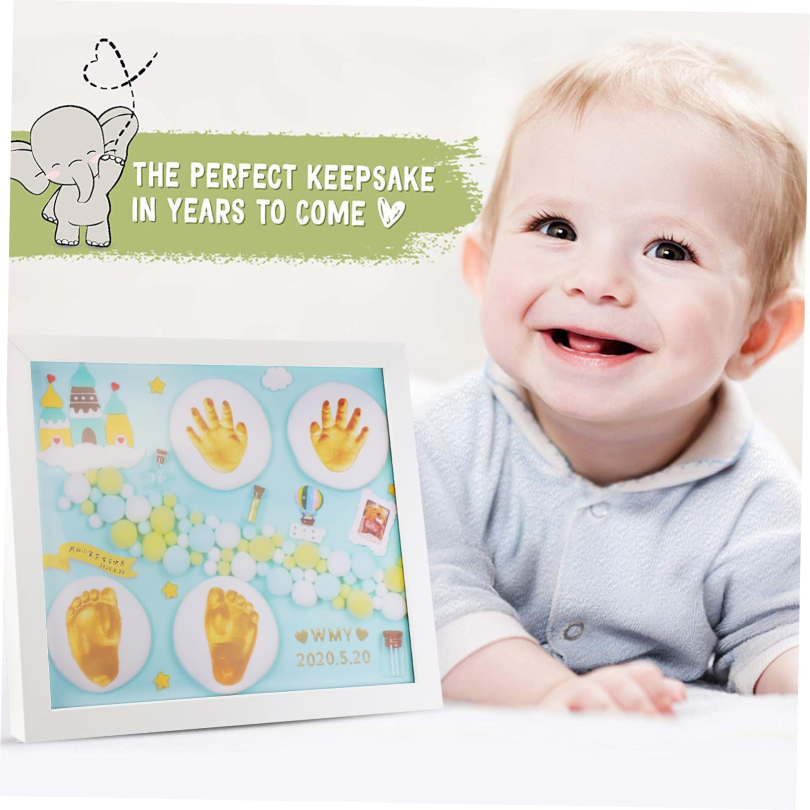 TOYANDONA 1ensemble Cadre à De Mains Pour Bébés Kit Encre Pour Souvenirs Nés Souvenir Personnalisé Mains