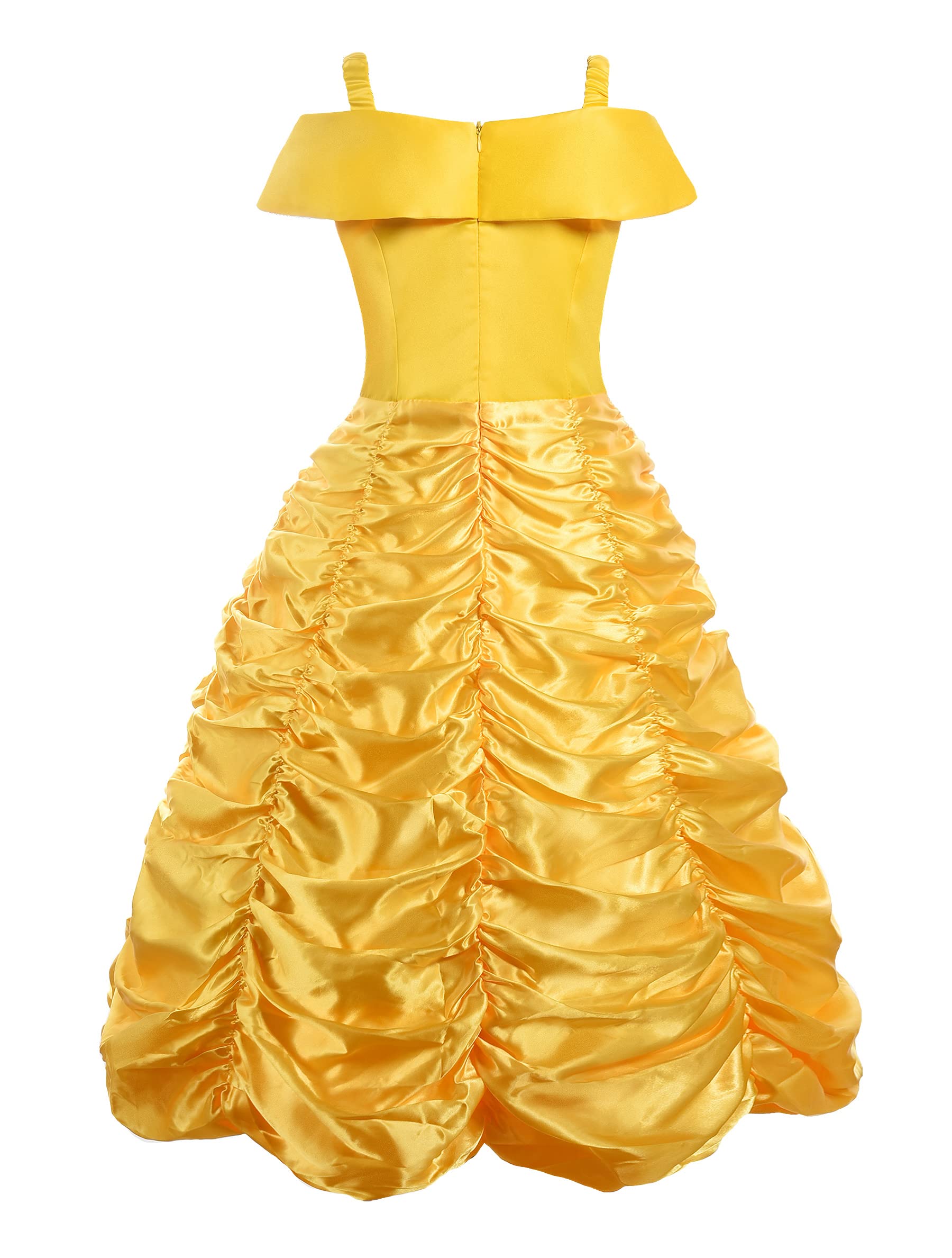 ReliBeauty Vestito Costume Principessa Carnevale Bambina Halloween Giallo con Accessori