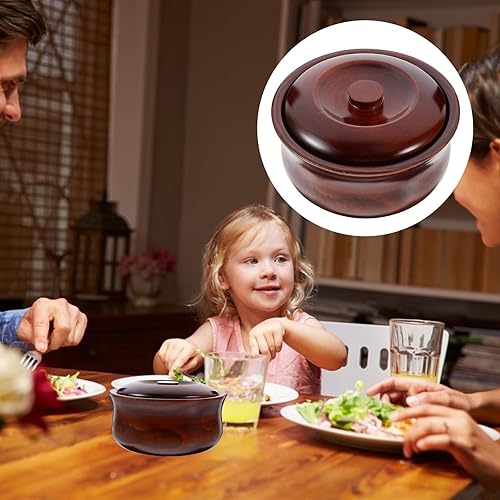 Miniatura 6 de Didiseaon Tazón de madera para frutas con tapa, cuenco de postre marrón oscuro, cuenco de almacenamiento de alimentos para ensalada y aperitivos, 1