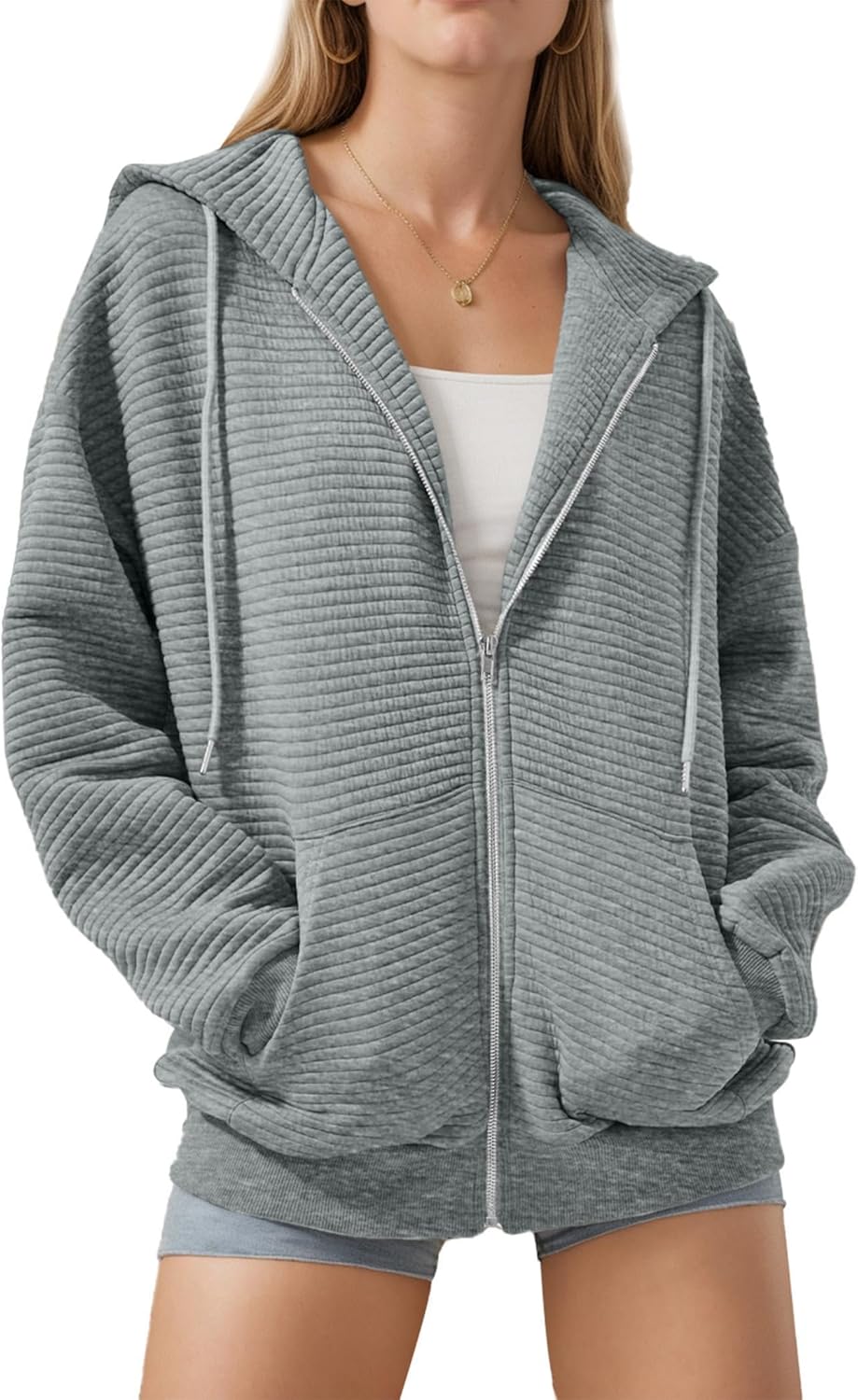 Womens Zip Up Hoodies Long Sleeve Sweatshirts Jackets Fall Winter Outfits 2025 Oversized Sweaters Casual Fashion