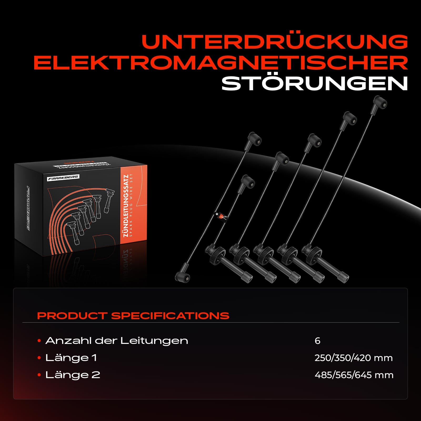 Frankberg 6x Zündleitungssatz Kompatibel mit Safrane II B54 850 854 850 Kombi 855 C70 I Cabriolet 873 C70 I Coupe 872 S70 874 V70 I 875 876 Replace# 91464032