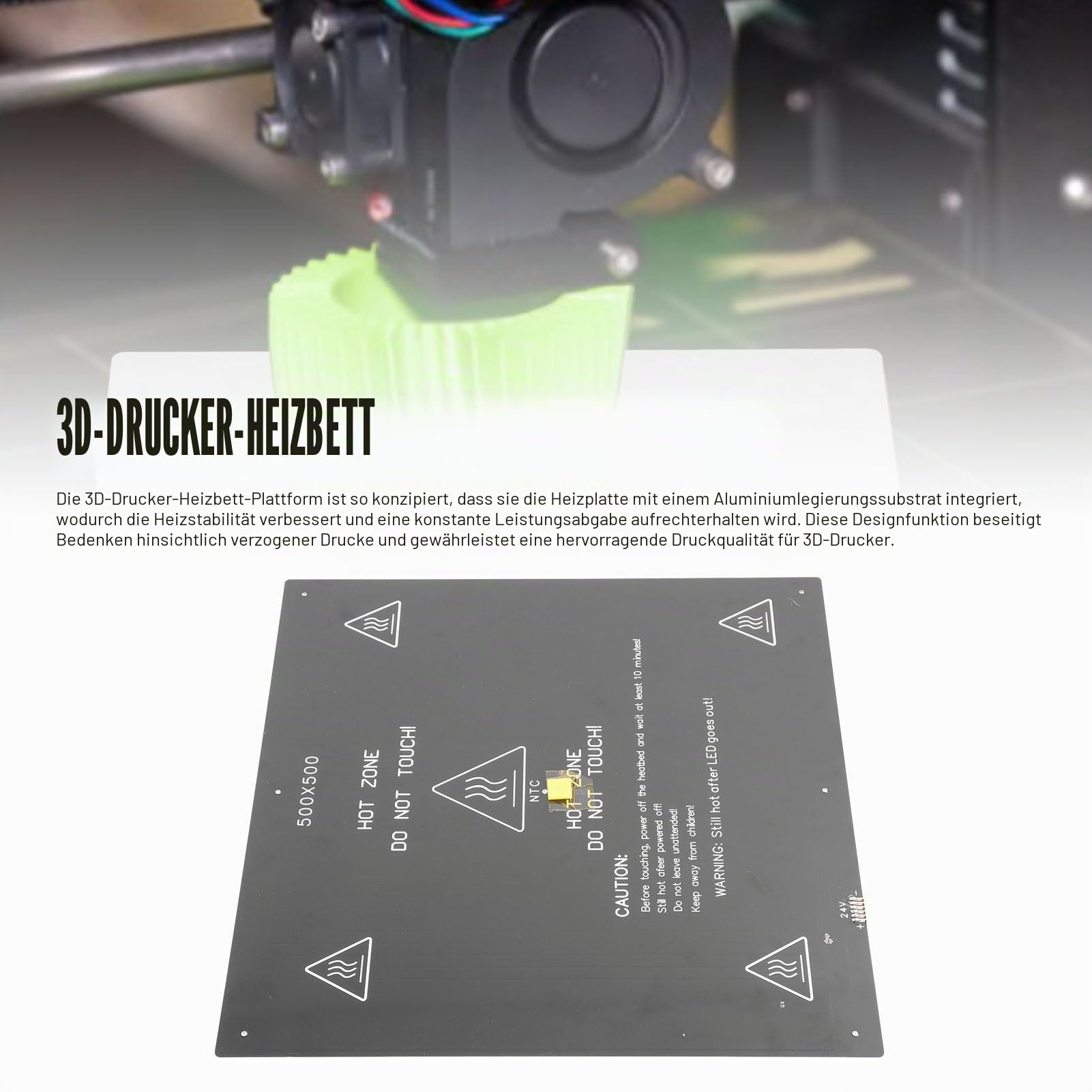 Heizbett für 3D Drucker 24 Volt 350 Watt 500 x 500 mm Aluminium Legierung Schnelle Erwärmung Heizplatte Hotbed