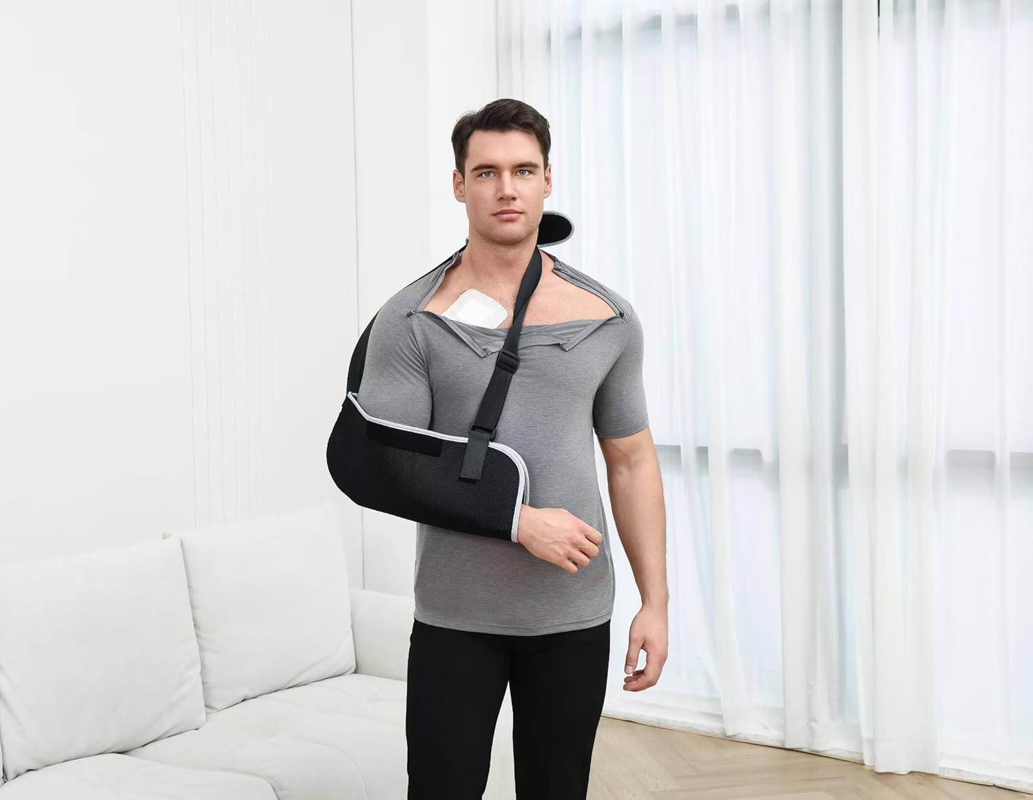 Landofgenie Chemo Port Shirts for Men Post Shoulder Surgery Recovery Shirts Zippers Off Chemotherapy Adaptive Clothing - Image 2